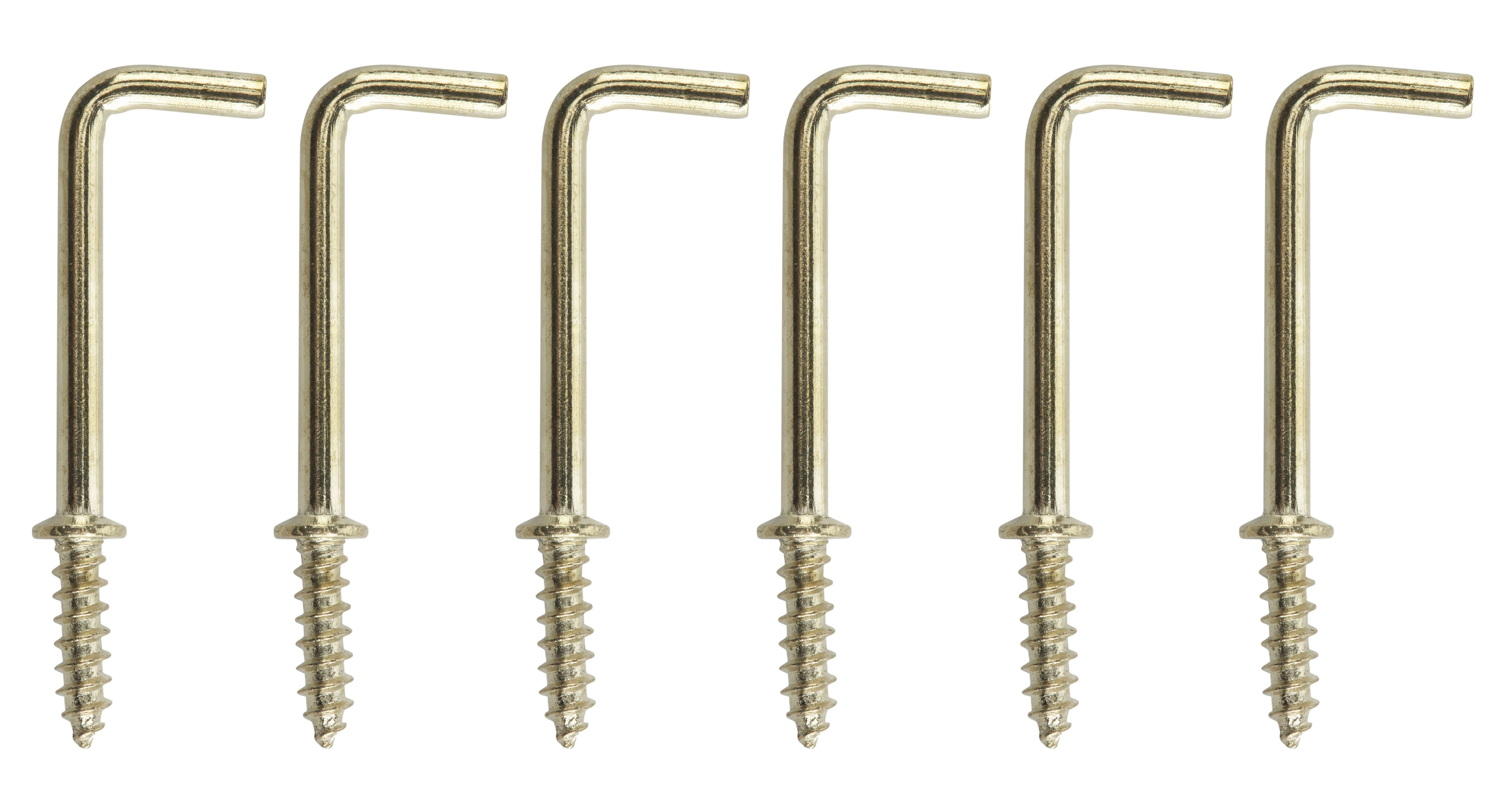 Brass-plated Small Cup hook (L)30mm, Pack of 6