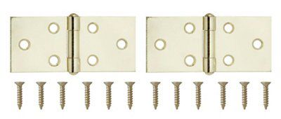 Brass-plated Metal Backflap Door hinge N162 (L)38mm, Pack of 2