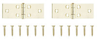 Brass-plated Metal Backflap Door hinge NO65 (L)25mm, Pack of 2