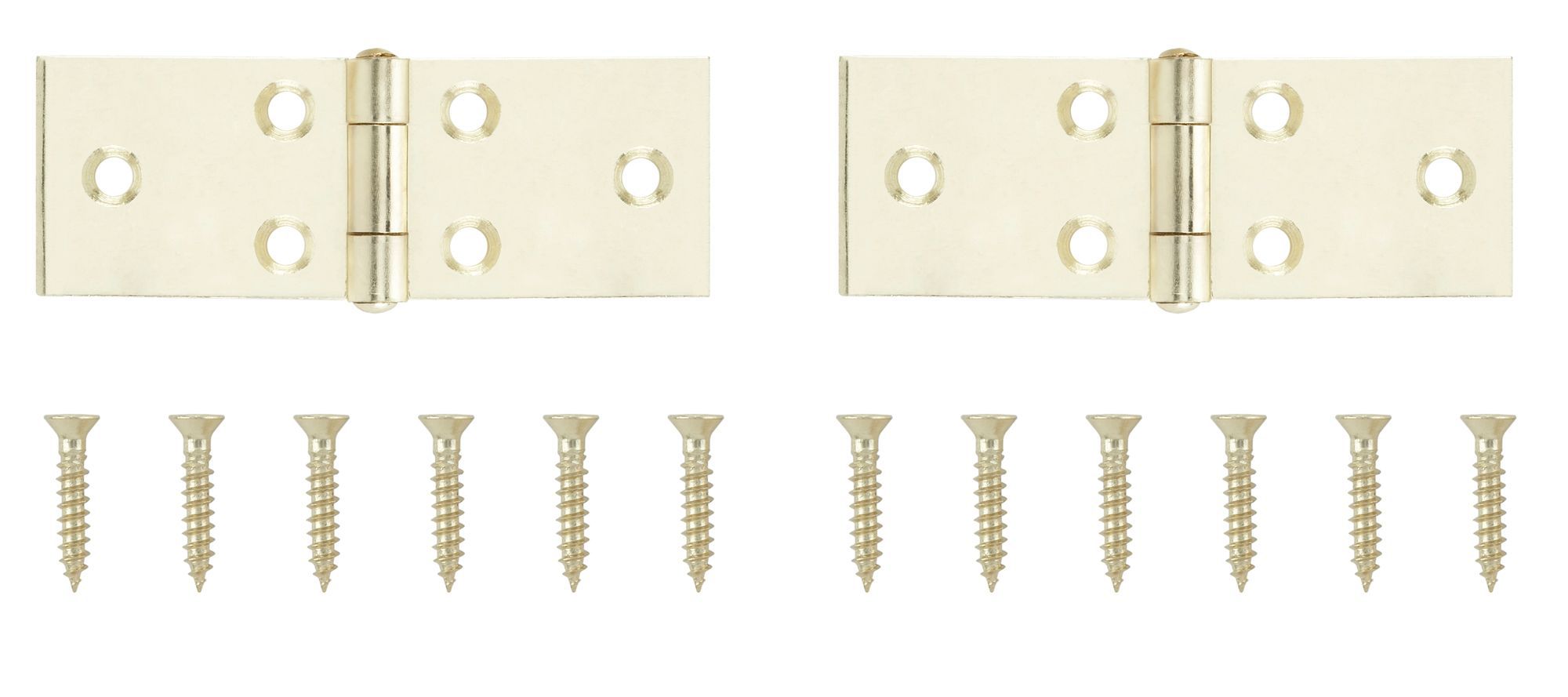 Brass-plated Metal Backflap Door hinge NO65 (L)25mm, Pack of 2