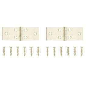 Brass-plated Metal Backflap Door hinge NO65 (L)25mm (W)25mm, Pack of 2