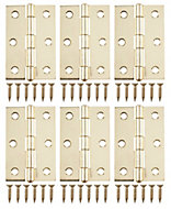 Brass-plated Metal Butt Door hinge (L)75mm N422, Pack of 6