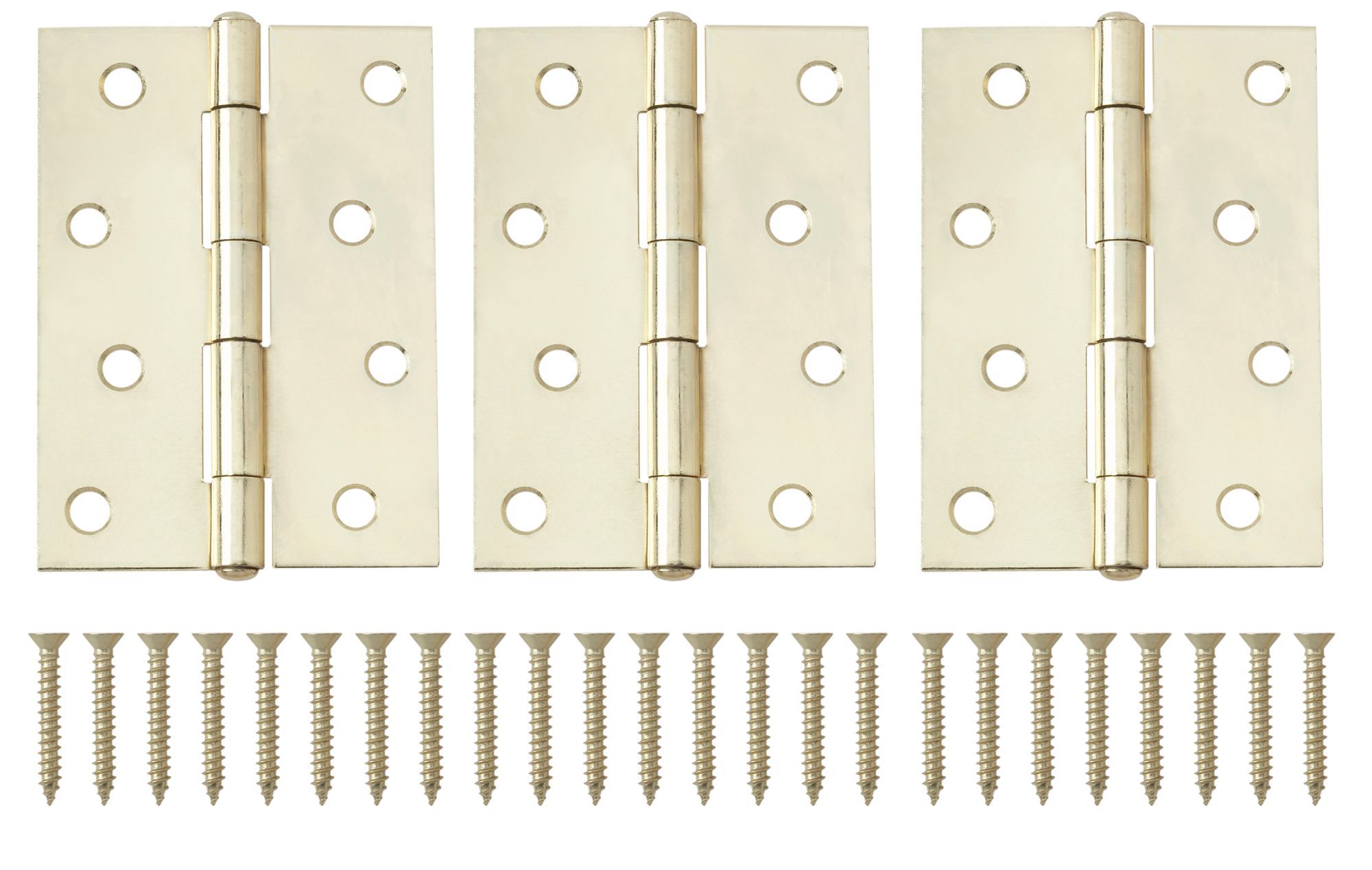 Brass-plated Metal Butt Door hinge N162 (L)100mm (W)100mm, Pack of 3