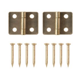 Brass-plated Metal Butt Door hinge N162 (L)13mm, Pack of 2