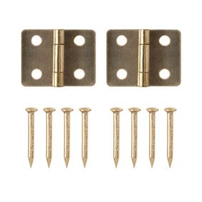 Brass-plated Metal Butt Door hinge N162 (L)13mm (W)13mm, Pack of 2