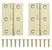 Brass-plated Metal Butt Door hinge N162 (L)65mm, Pack of 2