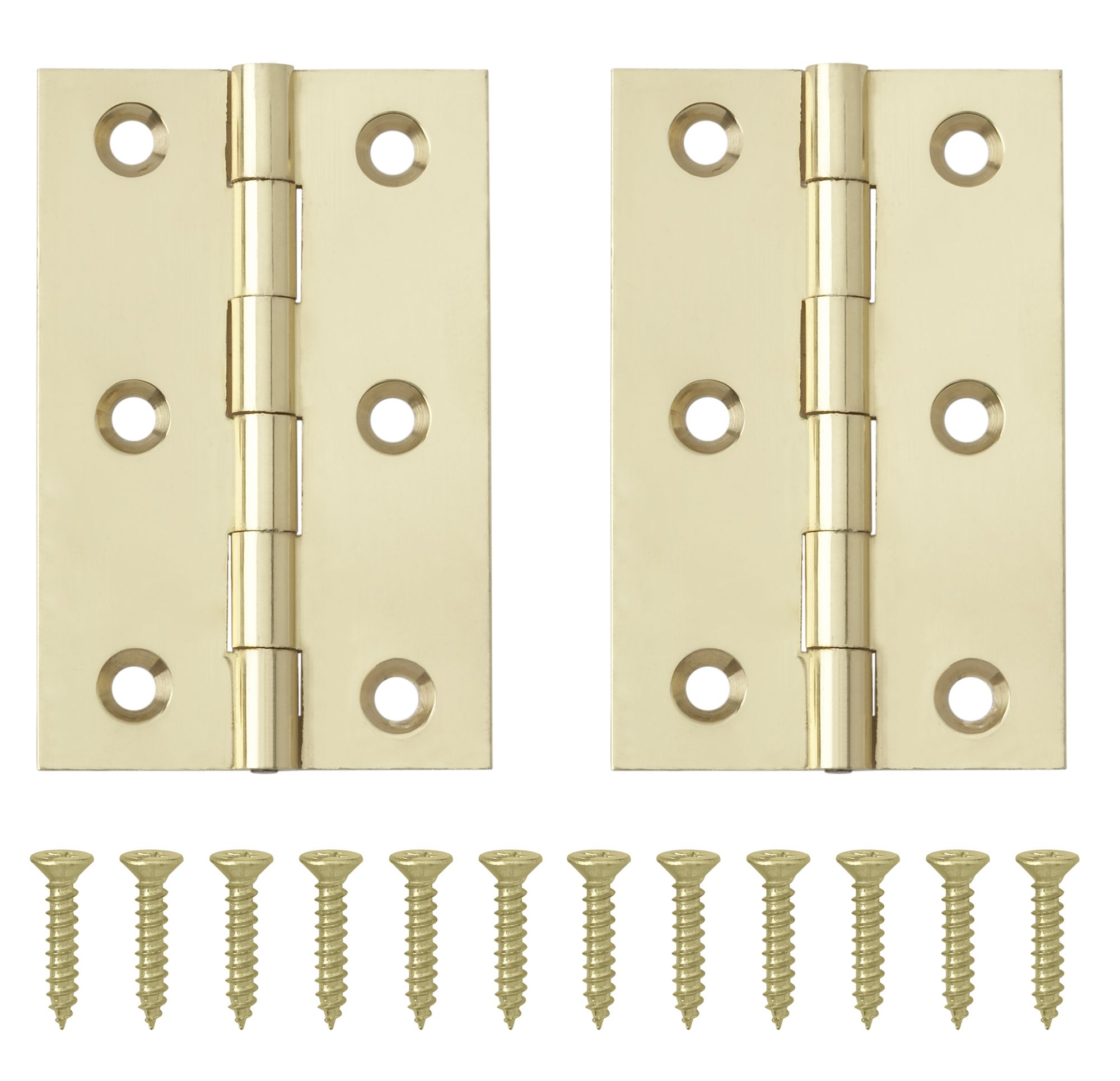 Brass-plated Metal Butt Door hinge N162 (L)65mm (W)65mm, Pack of 2