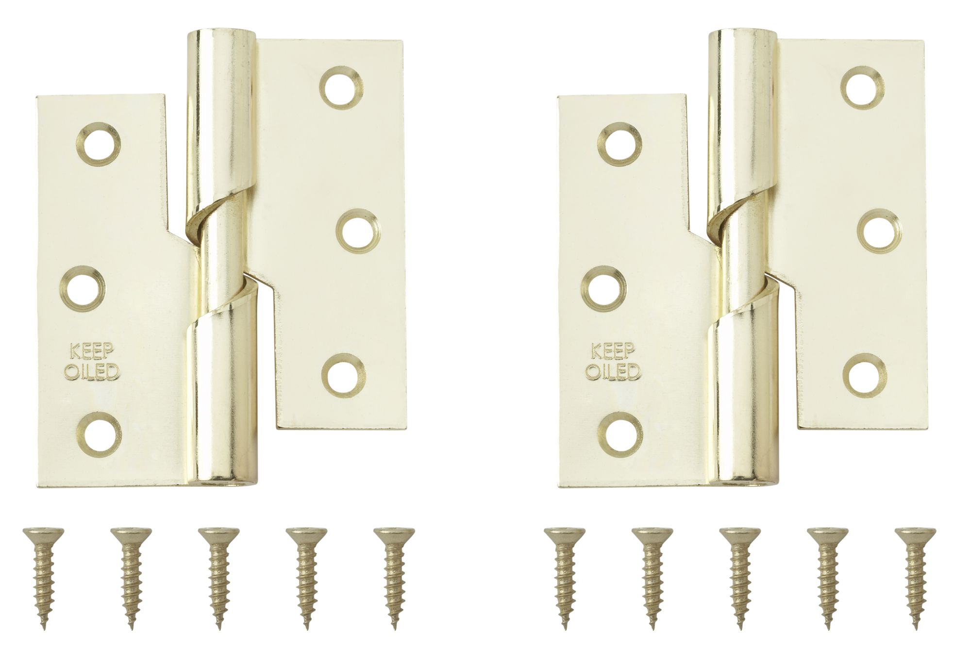 Brass-plated Metal Butt Door hinge N162 (L)75mm, Pack of 2