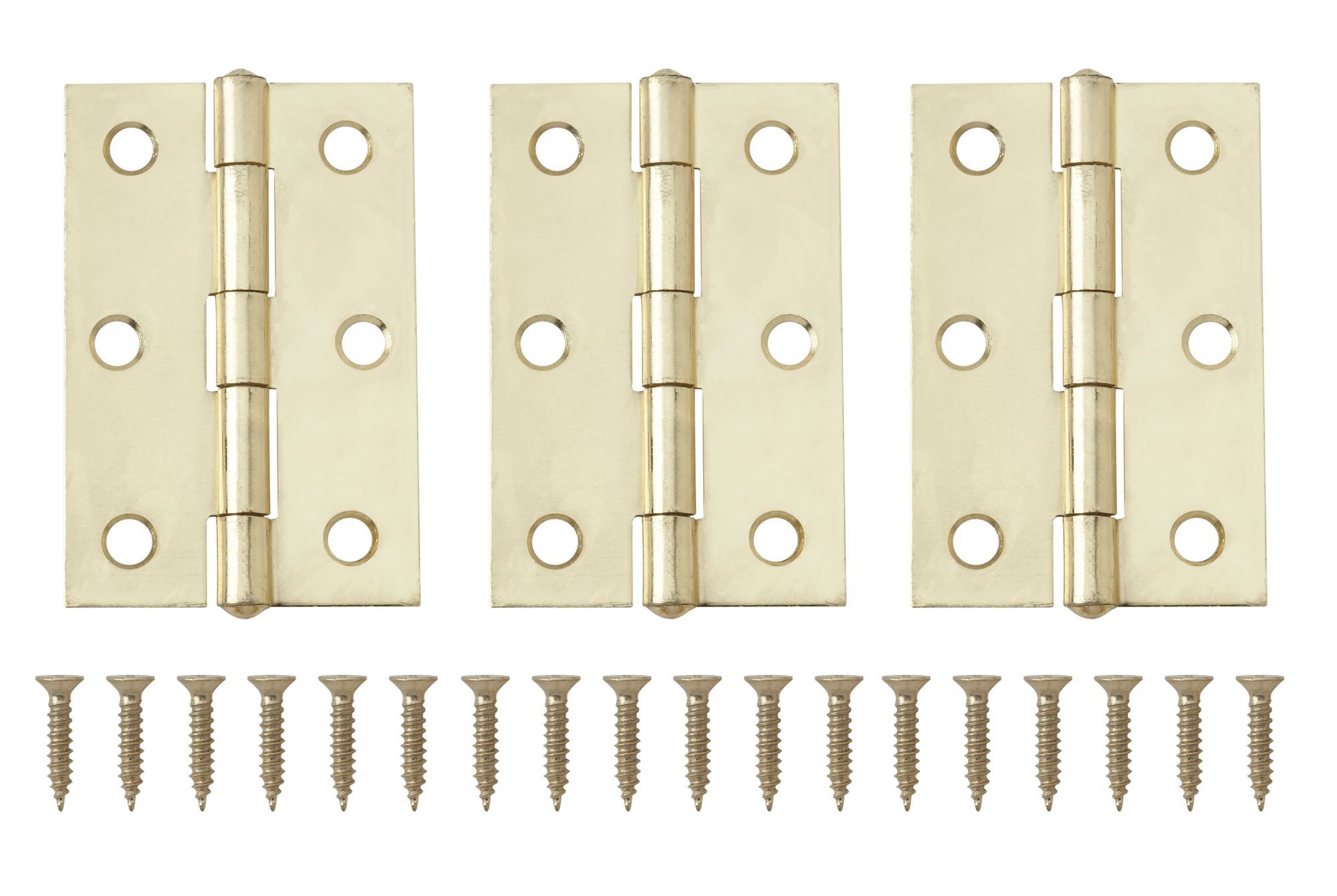 Brass-plated Metal Butt Door hinge N162 (L)75mm (W)75mm, Pack of 3