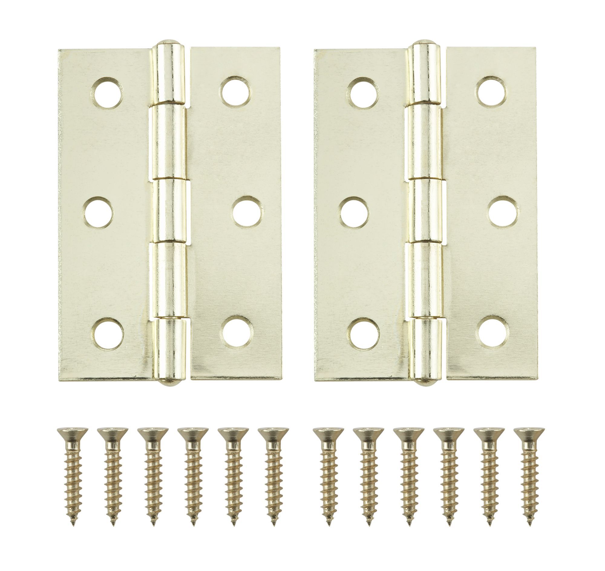 Brass-plated Metal Butt Door hinge NO75 (L)65mm (W)65mm, Pack of 2