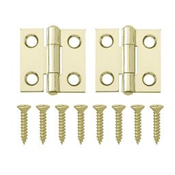 Brass-plated Metal Butt Door hinge PO72 (L)25mm, Pack of 2