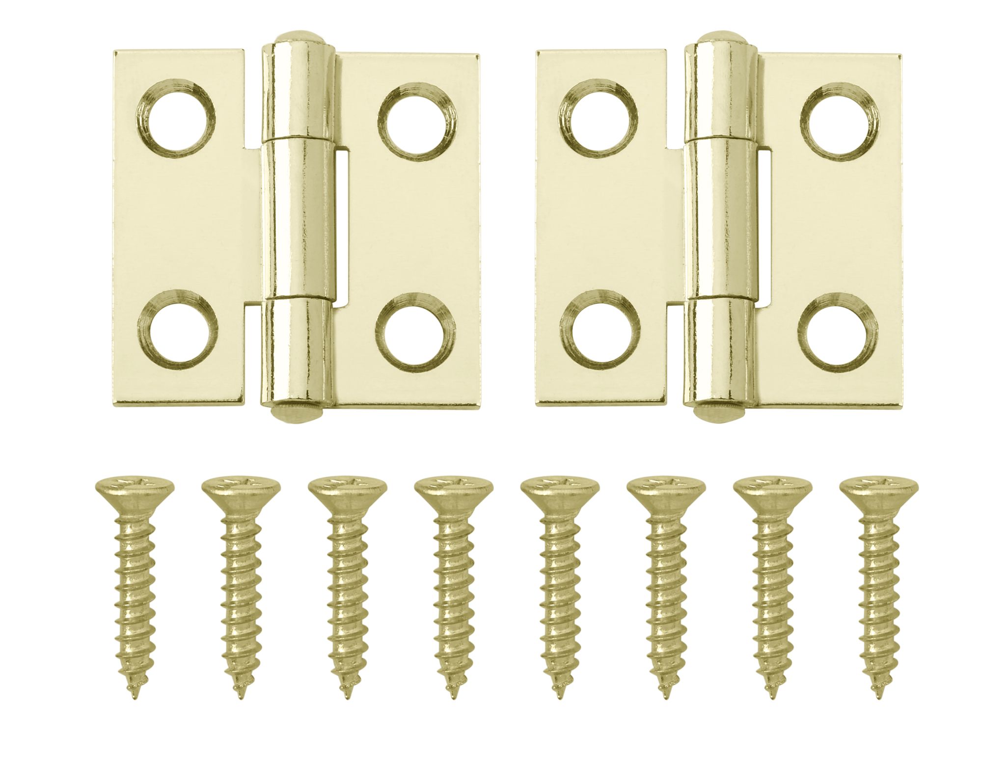 Brass-plated Metal Butt Door hinge PO72 (L)25mm (W)25mm, Pack of 2