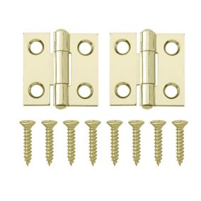 Brass-plated Metal Butt Door hinge PO72 (L)25mm (W)25mm, Pack of 2