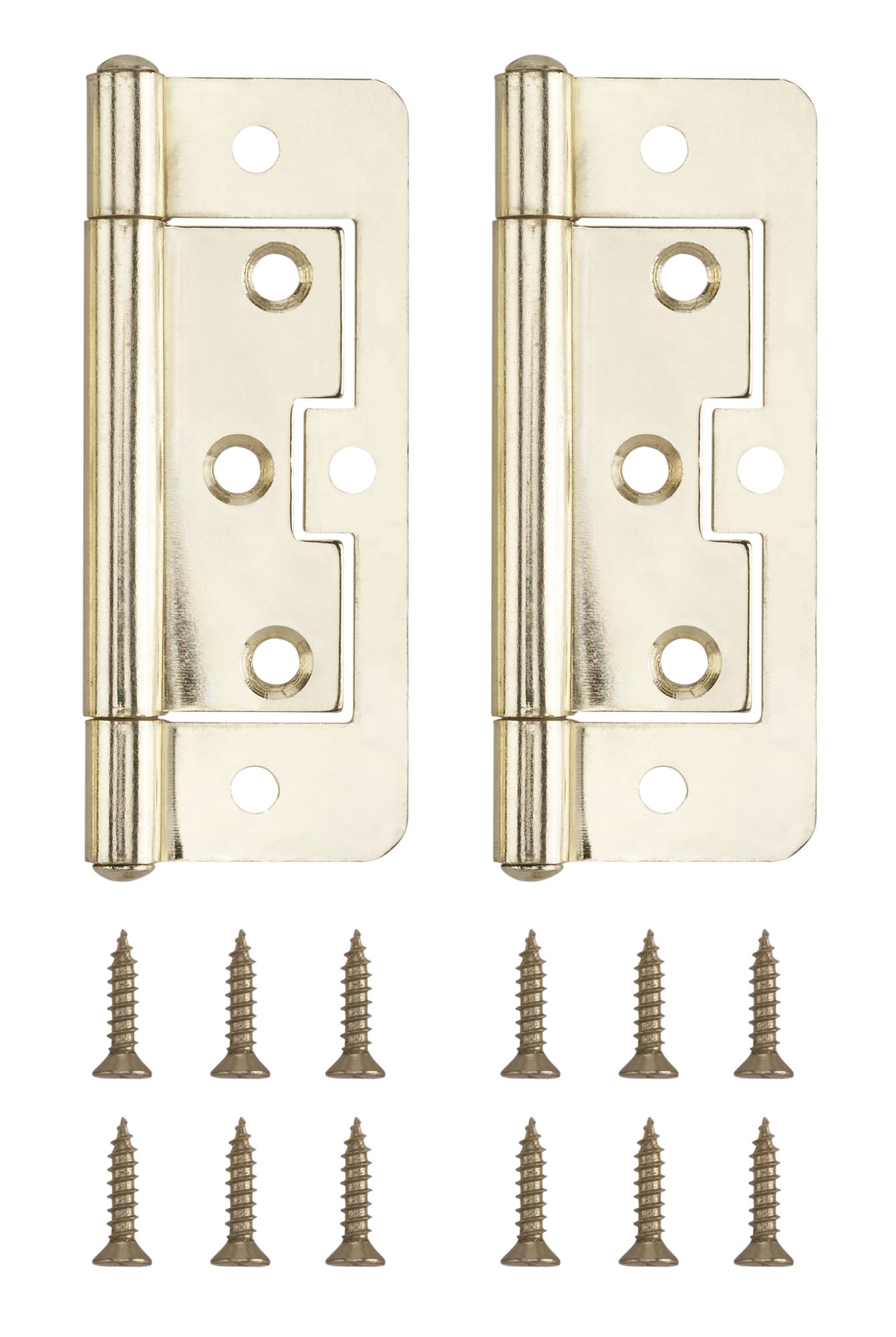 Brassplated Metal Flush Door hinge (L)100mm, Pack of 2 DIY at B&Q