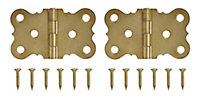 Brass-plated Metal Flush Door hinge (L)38mm, Pack of 2