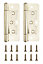 Brass-plated Metal Flush Door hinge N162 (L)100mm, Pack of 2