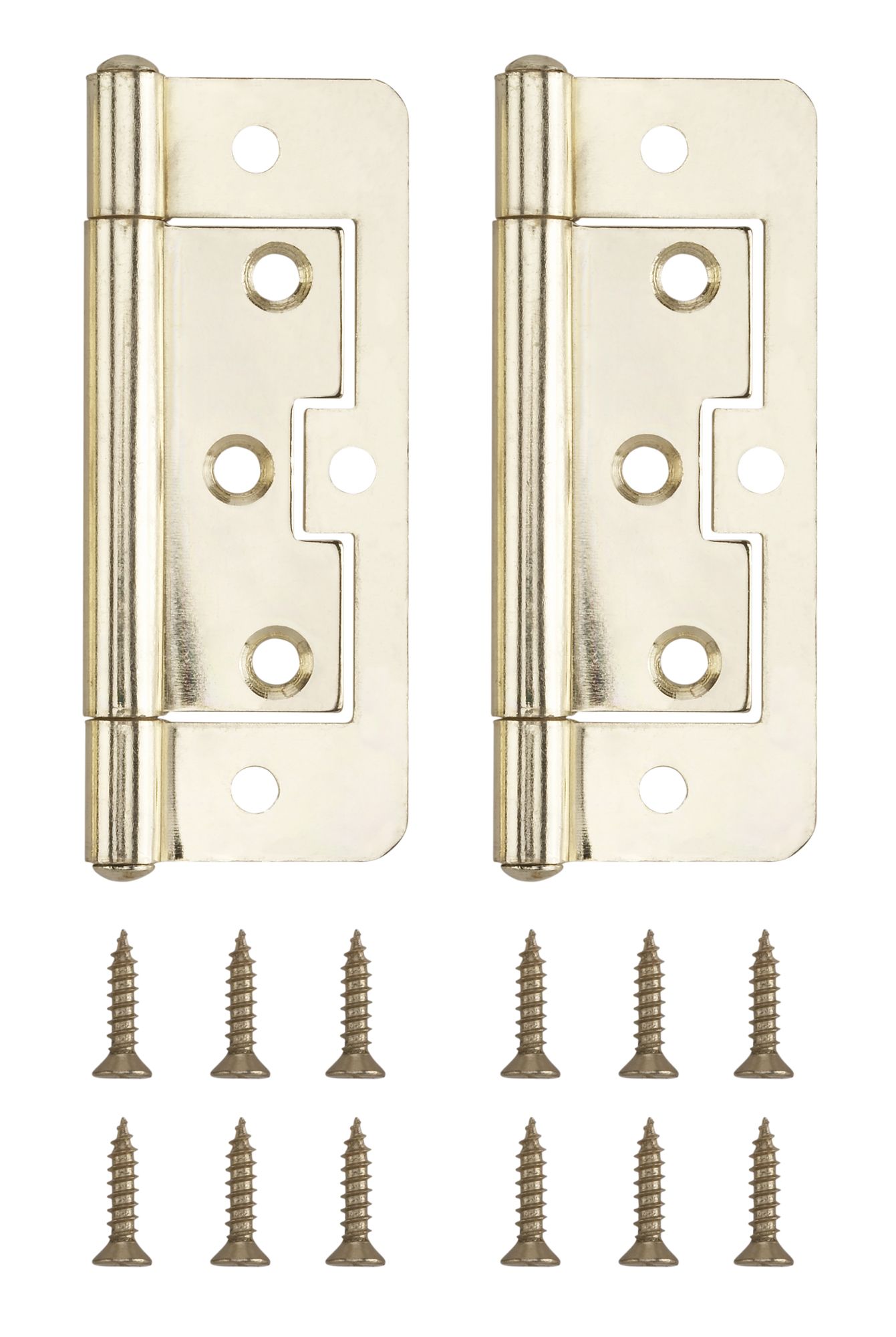 Brass-plated Metal Flush Door hinge N162 (L)100mm (W)100mm, Pack of 2