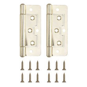 Brass-plated Metal Flush Door hinge N162 (L)100mm (W)100mm, Pack of 2