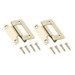 Brass-plated Metal Flush Door hinge N162 (L)50mm (W)50mm, Pack of 2