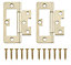 Brass-plated Metal Flush Door hinge N162 (L)75mm, Pack of 2
