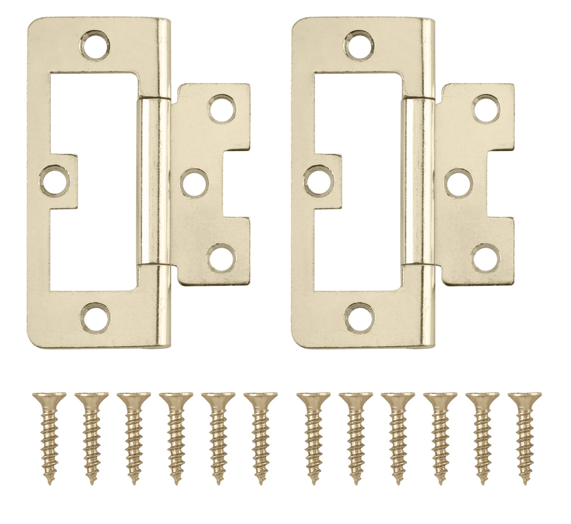 Brass-plated Metal Flush Door hinge N162 (L)75mm (W)75mm, Pack of 2