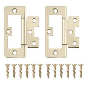 Brass-plated Metal Flush Door hinge N162 (L)75mm (W)75mm, Pack of 2