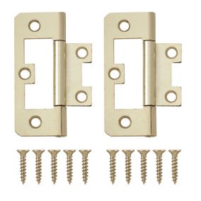 Brass-plated Metal Flush Door hinge N344 (L)65mm (W)65mm, Pack of 8