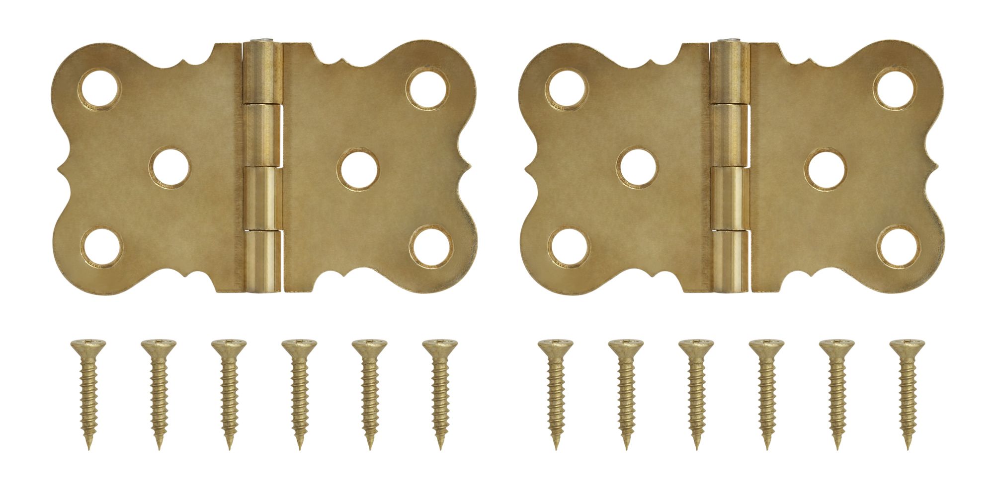 Brass-plated Metal Flush Door hinge NO92 (L)38mm (W)38mm, Pack of 2