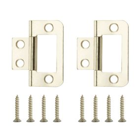 Brass-plated Metal Flush Door hinge NO92 (L)38mm (W)38mm, Pack of 2