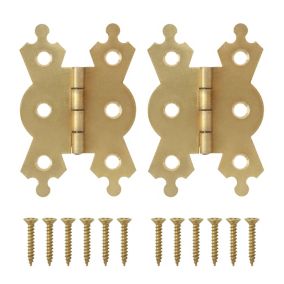 Brass-plated Metal Flush Door hinge NO92 (L)50mm, Pack of 2