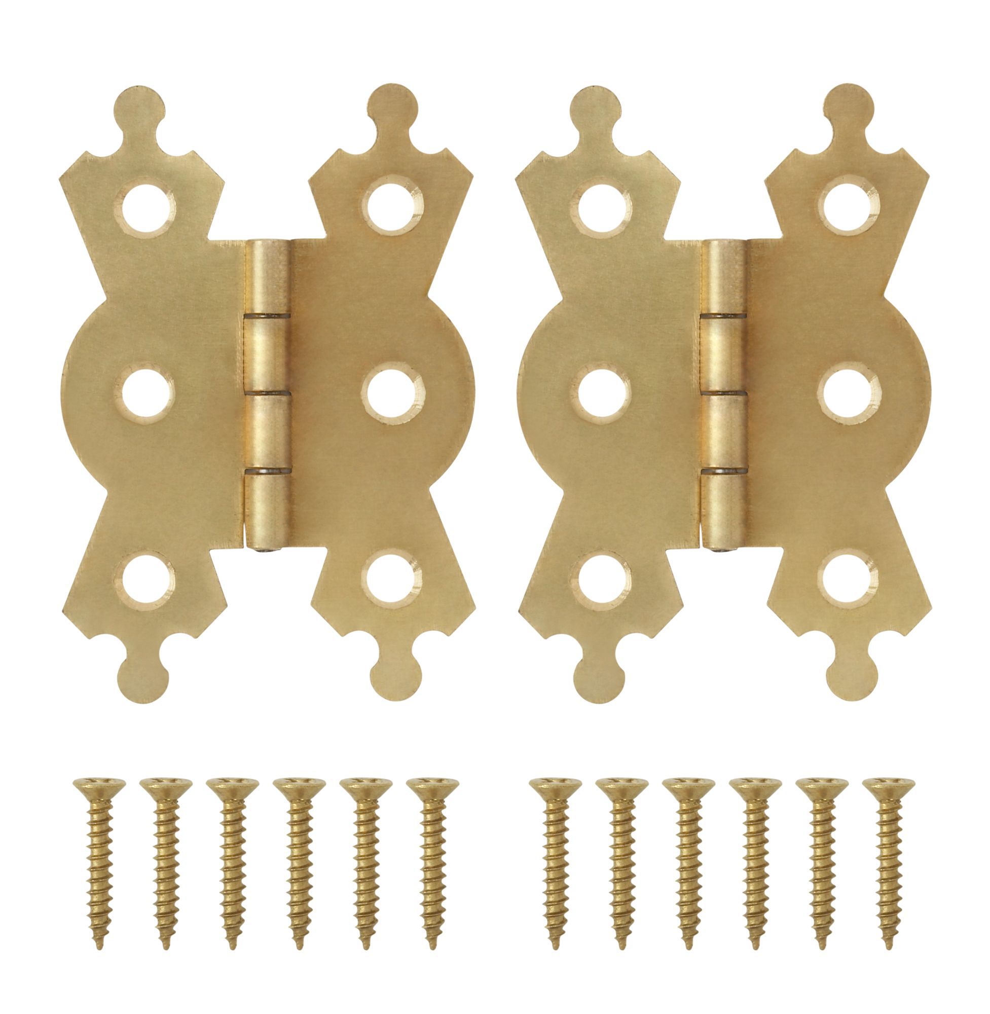 Brass-plated Metal Flush Door hinge NO92 (L)50mm (W)54mm, Pack of 2