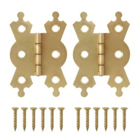 Brass-plated Metal Flush Door hinge NO92 (L)50mm (W)54mm, Pack of 2