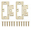 Brass-plated Metal Flush Door hinge NO92 (L)75mm, Pack of 8