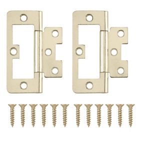 Brass-plated Metal Flush Door hinge NO92 (L)75mm (W)75mm, Pack of 8