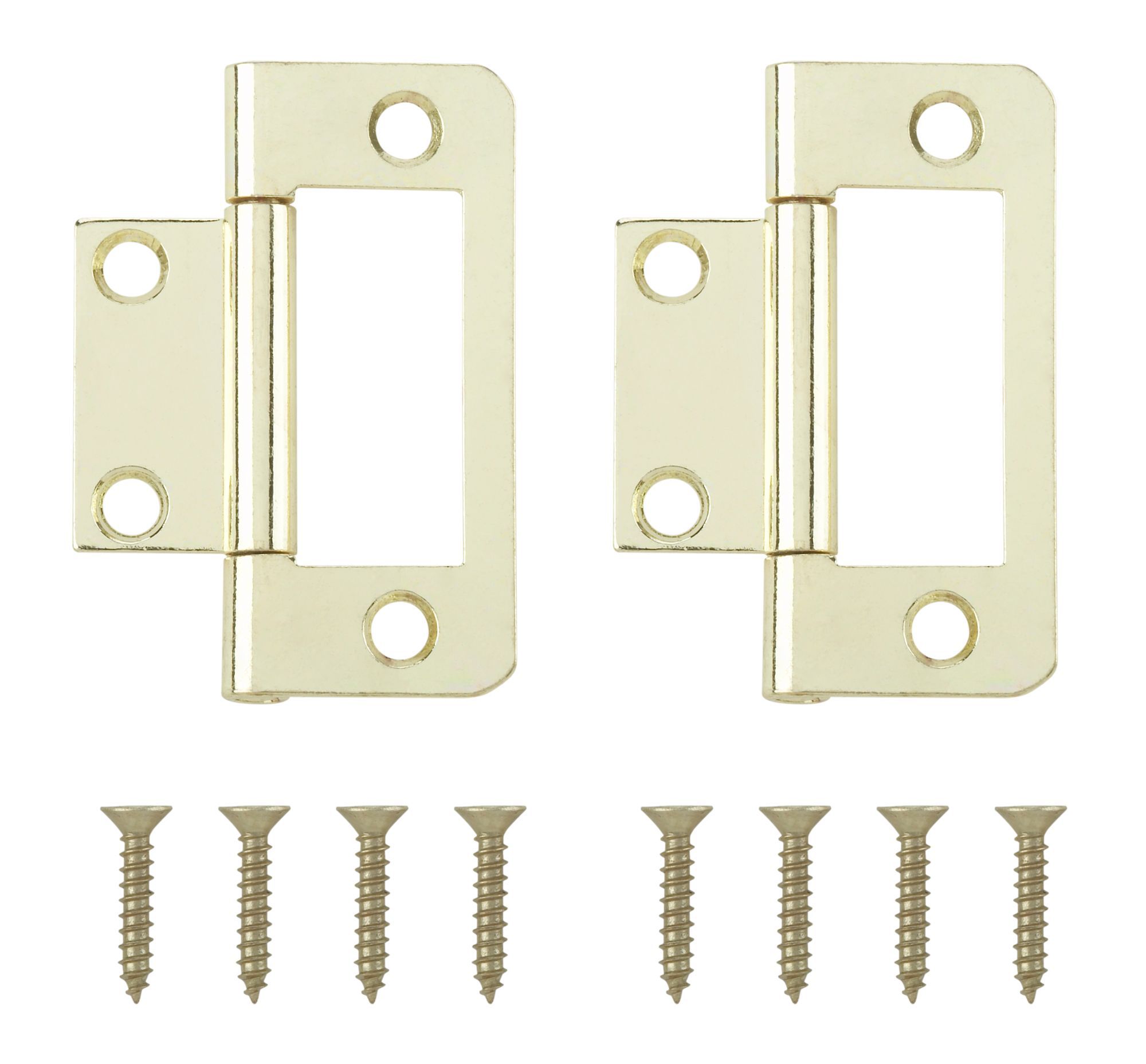 Brass-plated Metal Flush Door hinge NO95 (L)50mm, Pack of 2