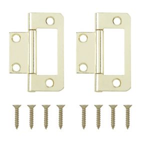 Brass-plated Metal Flush Door hinge NO95 (L)50mm (W)50mm, Pack of 2