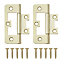Brass-plated Metal Flush Door hinge NO96 (L)65mm, Pack of 2