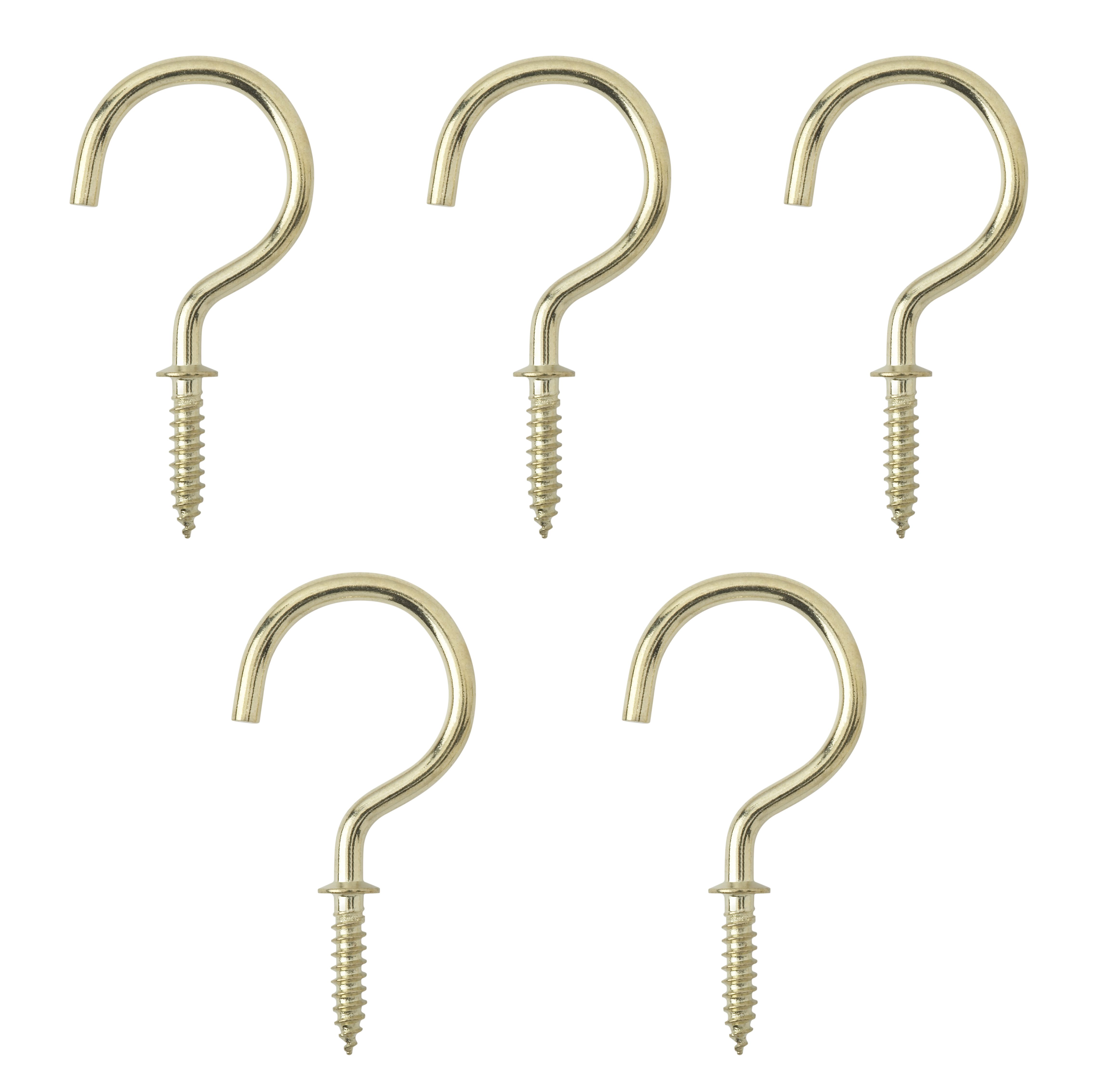 Brass-plated Round Cup hook (L)46.5mm, Pack of 25