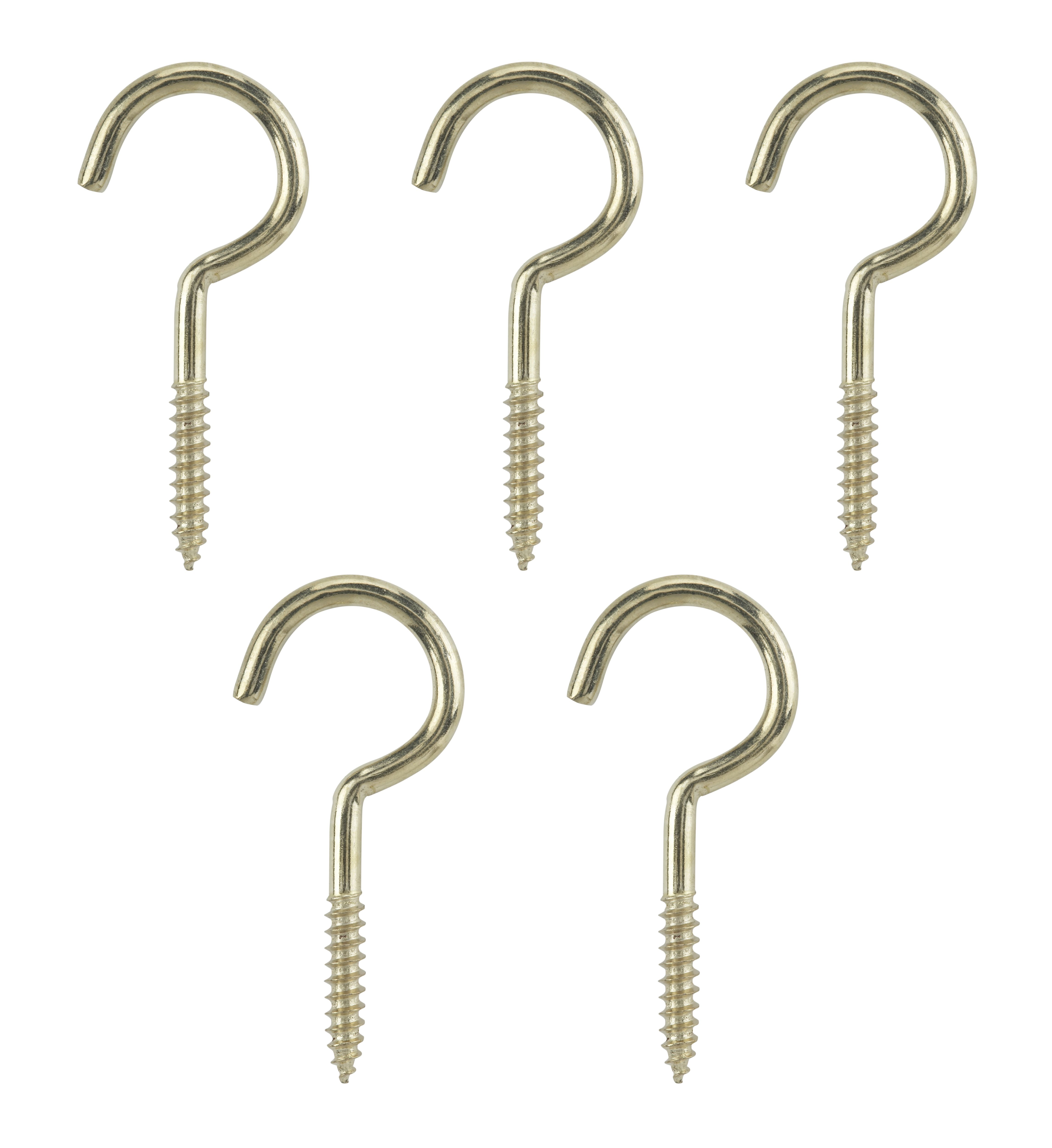 1/2 Inch Brass Plated Cup Hook (Pack of 10)