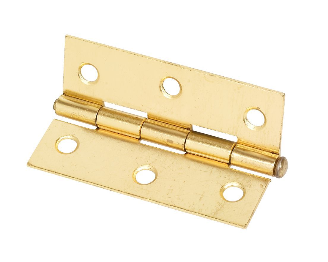 Brass-plated Steel Butt Door hinge 14696 (L)76mm (W)29mm, Pack of 2