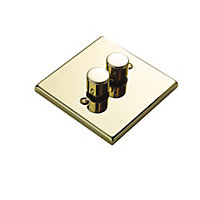 Brass Raised profile Double 2 way Dimmer switch Gold 2 gang