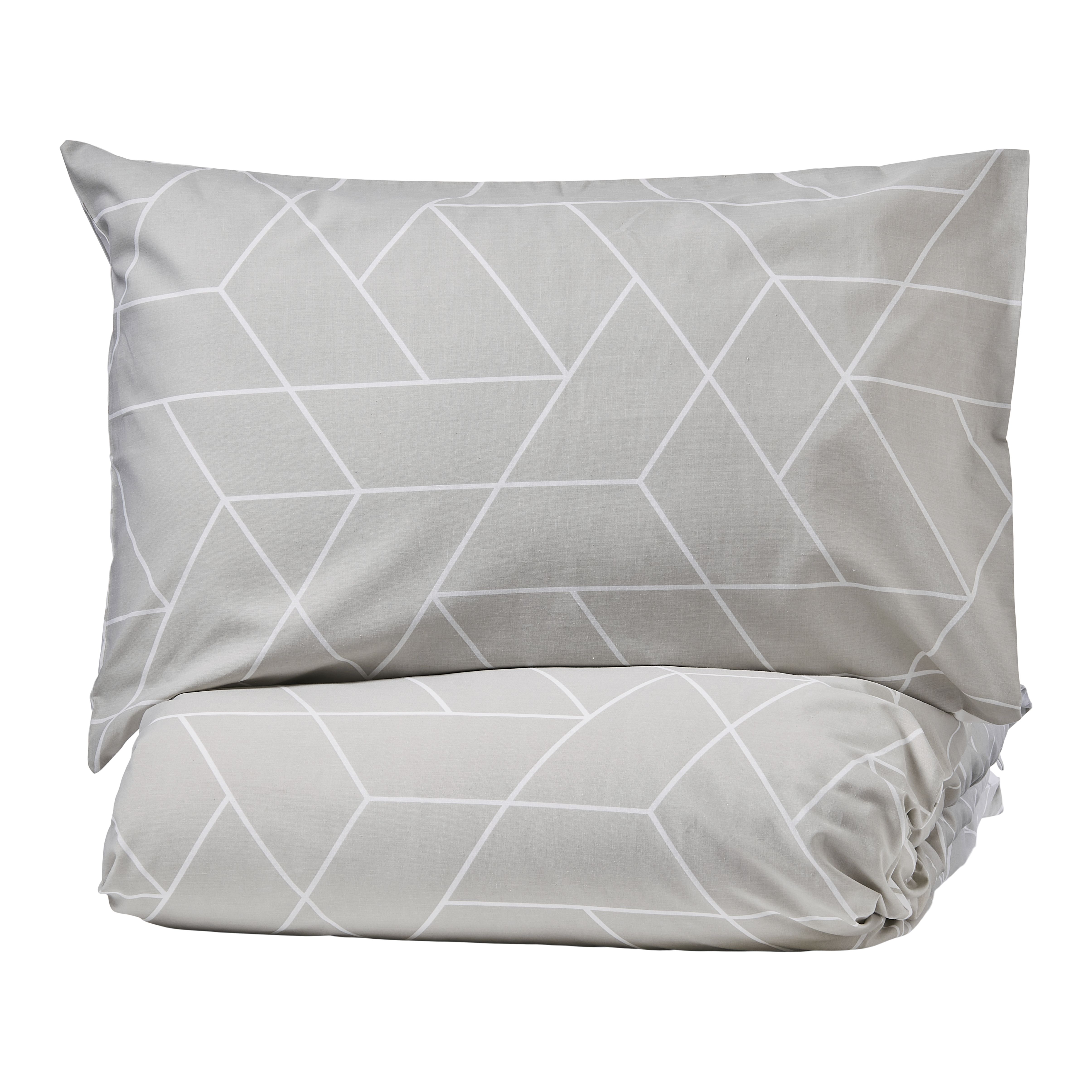 Braxton Geometric Grey Double Duvet cover & pillow case set DIY at B&Q