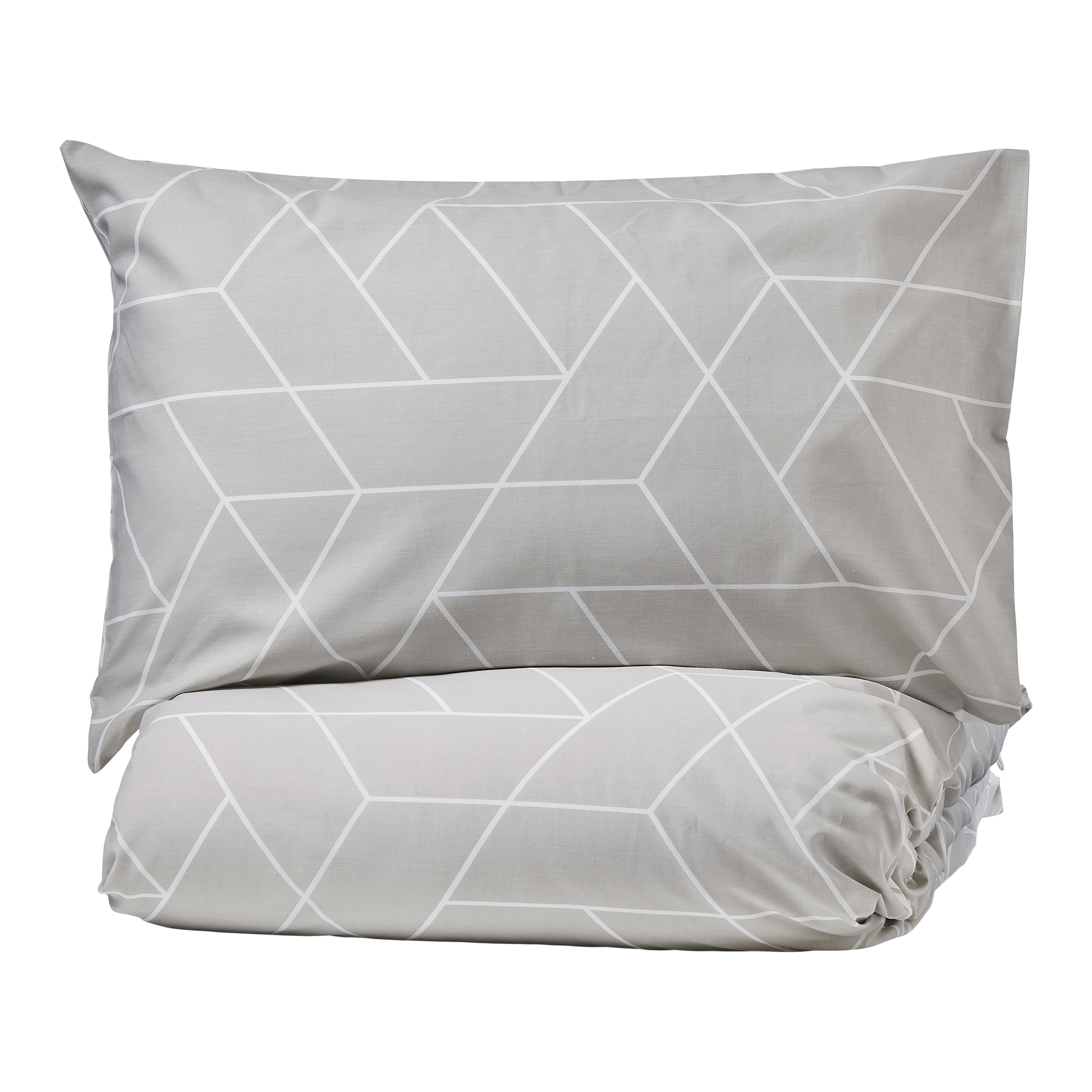 Braxton Geometric Grey Double Duvet cover & pillow case set