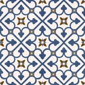 Brighton Blue Matt Ceramic Indoor Wall & floor Tile, Pack of 7, (L)450mm (W)450mm