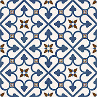 Brighton Blue Matt Ceramic Wall & floor Tile, Pack of 7, (L)450mm (W)450mm