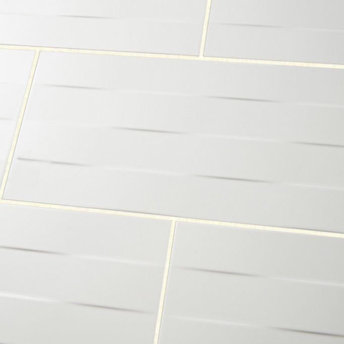 Brindisie White Satin Rectangle Concrete effect Ceramic Wall tile, (L