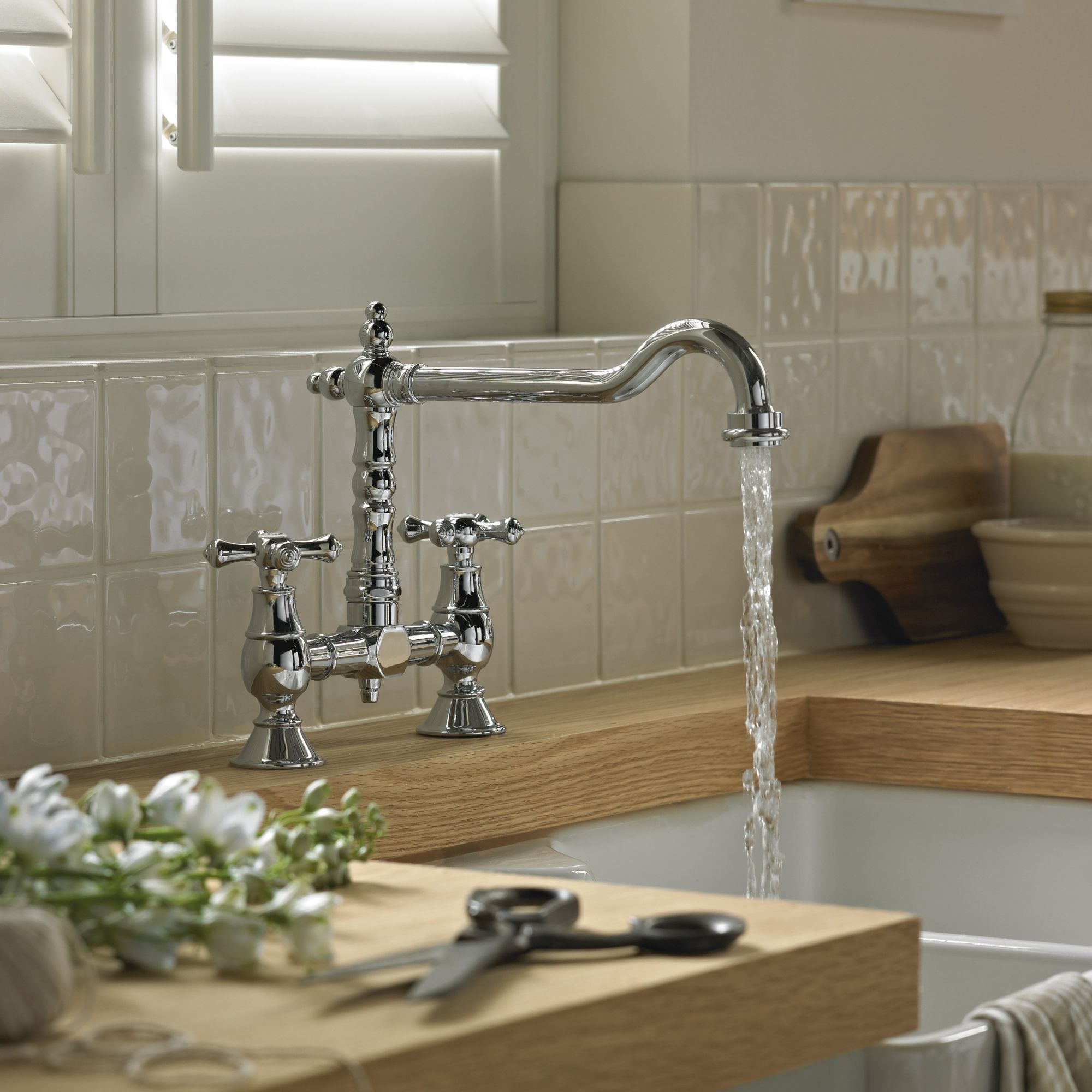 Bristan Colonial bridge Chrome effect Kitchen Mixer Tap