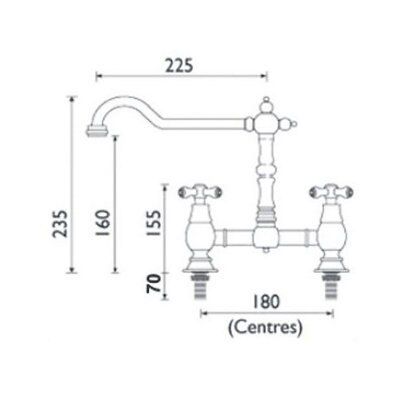 Bristan Colonial bridge Chrome effect Kitchen Mixer Tap