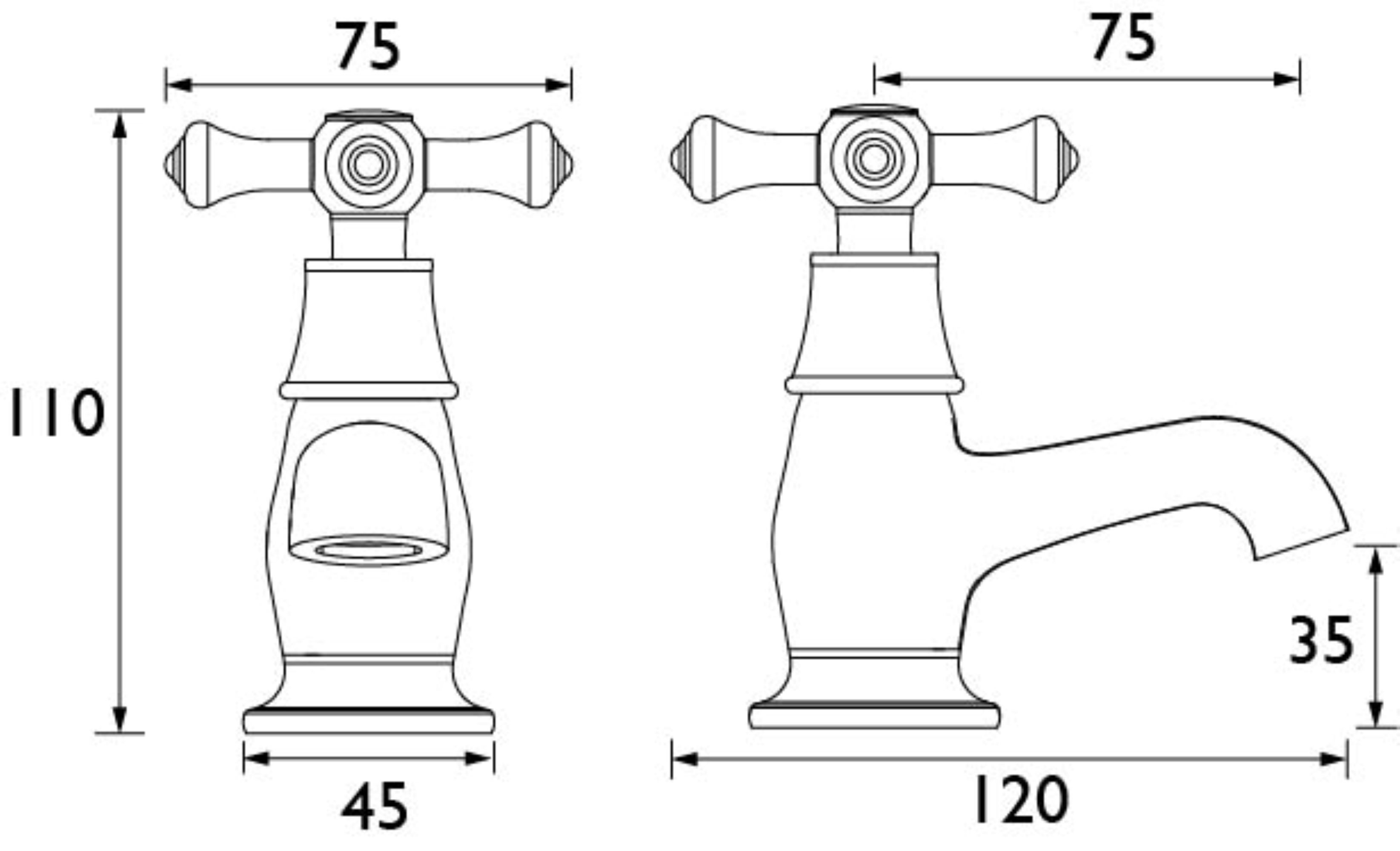 Bristan Colonial Chrome effect Traditional Double Basin Pillar Tap