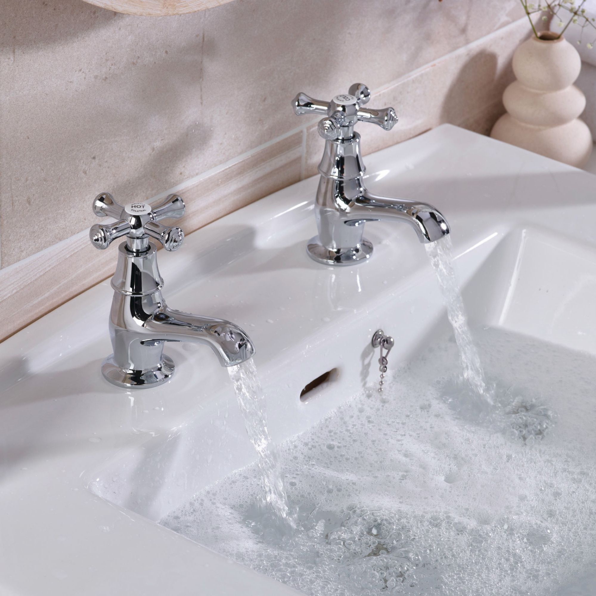 Bristan Colonial Chrome effect Traditional Double Basin Pillar Tap